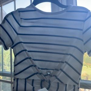 Blue black and white T-shirt crop top